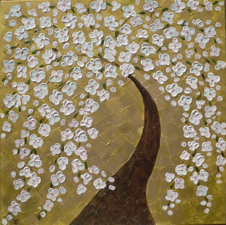 NON DISPONIBILE Titolo: Albero bianco acrilico-stucco su tela 60x60 